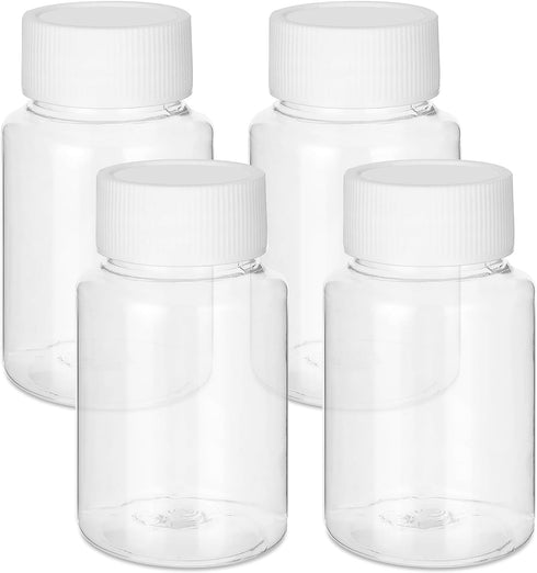 4Pcs Clear Pill Bottles, 80ml Empty Plastic Medicine Bottles, Reagent Bottle with Caps, Small Travel Pill Case, Chemical Containers for Liquid Sol...