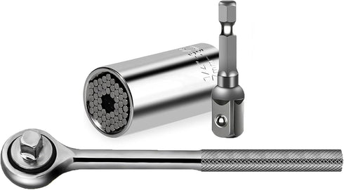 Universal Socket Wrench Socket Set 1/4"-3/4"?7mm to 19mm ?Ratchet Universal Sockets Set with Wrench Power Drill Adapter for Men Him Husband Dad Fa...
