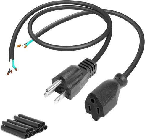 QTEATAK Male and Female Connector Extension Cord 125V 15A 2-Pole 3-Wire 50cm Female Connector and 100cm Male Straight Blade Plug with AWG14 Cables...