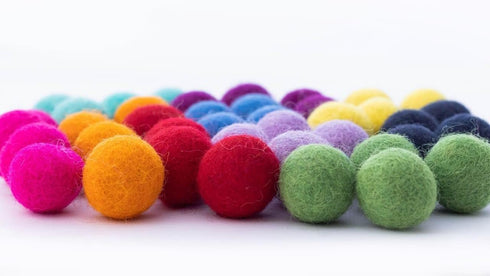Felt Pom Poms - Wool Felt Balls - 10 Vibrant Colors - 40 Pieces - 2cm (~0.8 inch) Size Each - Craft - DIY - Handmade 100% New Zealand Wool...