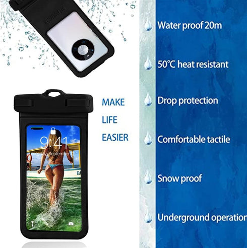 Waterproof Pouch Cell Phone Dry Bag Case for Samsung Galaxy Note 20 Ultra S22 Ultra S20 A03s A01 A13 A21 A12 A32 A42 A52 A51 A71 5G, iPhone 13 12 ...