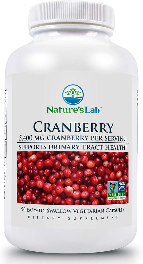Nature's Lab Cranberry 5400mg – Supports Urinary Tract Health* – Non-GMO Verified, Vegan, Gluten Free – 90 Capsules (3 Month Supply)...