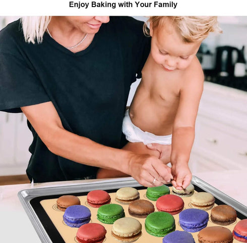 PHILORN Silicone Baking Mat Set, 16.5" x 11.42" Macaron Baking Mat, Non-Stick Baking Mat with Baking Tools, 2 Pack Food Safe Baking Silicone Mat, ...