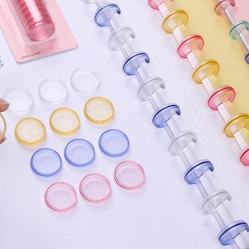 24Pcs NUZAMAS Plastic Round Mini Discs Binding Ring Book Binding Discbound Expansion Discs Binder Rings Mushroom Hole Loose Leaf Ring for DIY Note...
