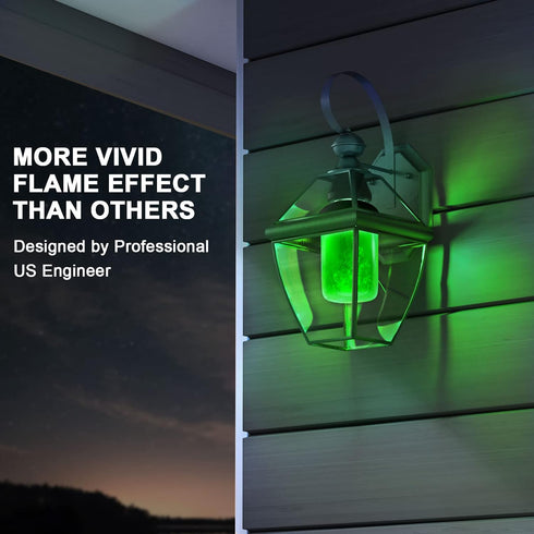 Hompavo ?Upgraded? LED Flame Light Bulbs, Green Flickering Light Bulbs with Upside Down Effect, E26 Flame Bulb for Home Halloween St. Patrick's Da...