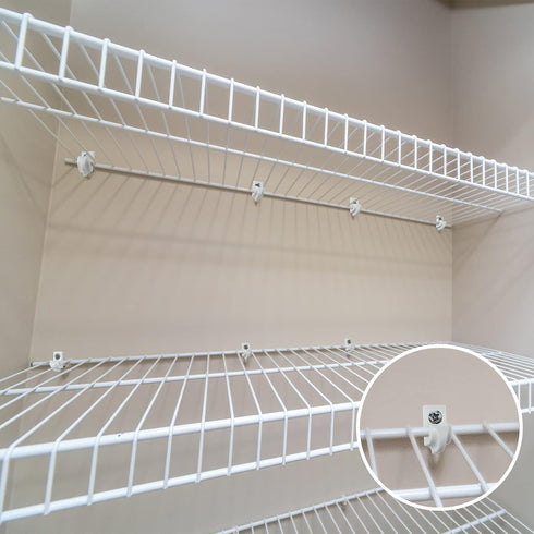 Wire Shelf Loop Clip Down Wall Clip Plastic Closet Shelves Clips Heavy Duty Shelf Bracket for Wire Shelving, Screws and Expansion Tube Not Include...