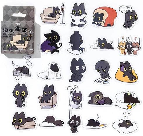 46 Pcs Cute Balck Cat Stickers for Scrapbooking Diary Laptop Junk Journal Notebook Kids Envelope Card Making Diary Planner Craft DIY Craft Decorat...