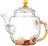 Teabloom Teapot Glass Blooming Tea Teapot for Women Blue Rose Floral Glass Teabloom Teapot with Gold for Mom Friend Christmas Birthday Anniversary...