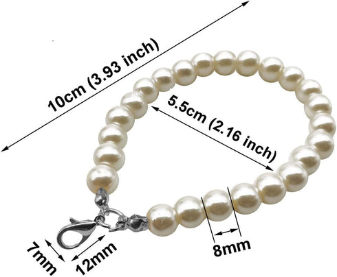Sovenny 12 Pieces Pearl Beaded Lobster Clasp Key Chain Keyring Purse Bag Charm Decoration Accessory (Silver Clasp)...