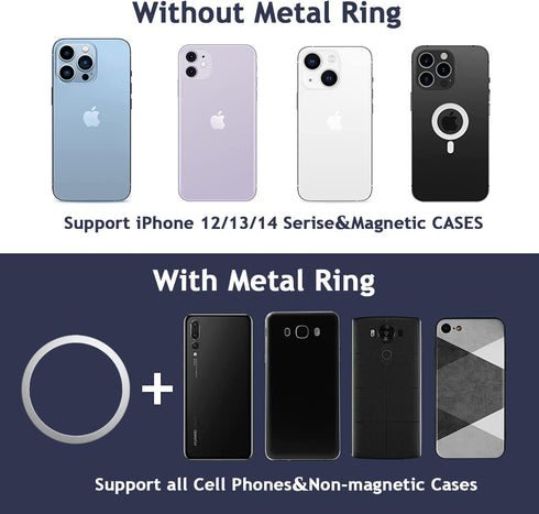 Magnetic Phone Ring Holder for MagSafe Grip Kickstand Adjustable Cellphone Ring Stand Mag Safe Accessories for iPhone15/ 14/13/12 Series Removable...