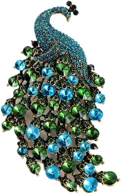 Rhinestone Peacock Brooch Pin for Women Girls Fashion Exquisite Exaggerated Big Crystal Bird Animal Brooches Lapel Pins Elegant Dress Accessories ...