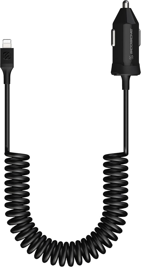 Scosche CPDi4203 PowerVolt 20-Watt MFi Certified Fast Car Charger Power Delivery 3.0 with Attached 4-Foot Adjustable Coiled Lightning Cable for Al...