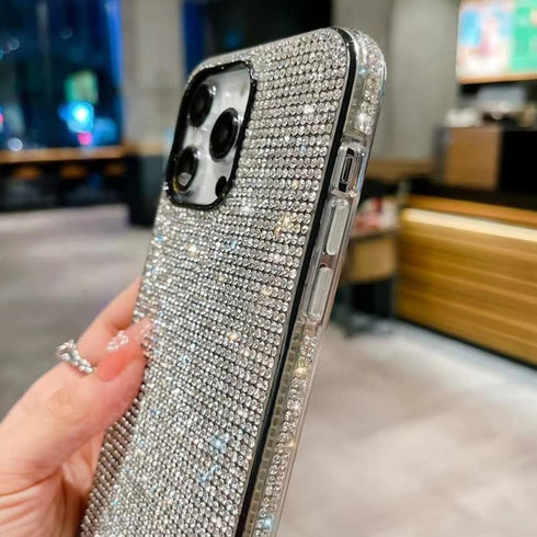 Casechics Compatible with iPhone Case,Crystal Glitter Diamond Protection Bling Sparkle Rhinestone Soft Shockproof Cover Phone Case (White,iPhone 1...