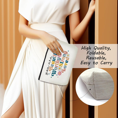 Mental Health Makeup Bag Positive Affirmations Motivational Gifts Health Cosmetic Travel Bag for Women Counselor Therapist Psychologist Mom Bestie...