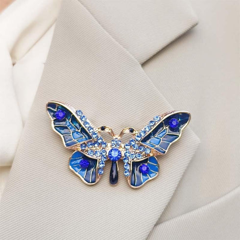 Crystal Butterfly Brooch | Enamel Lapel Pin for women | butterfly display case | Stunning Insect Ornament...