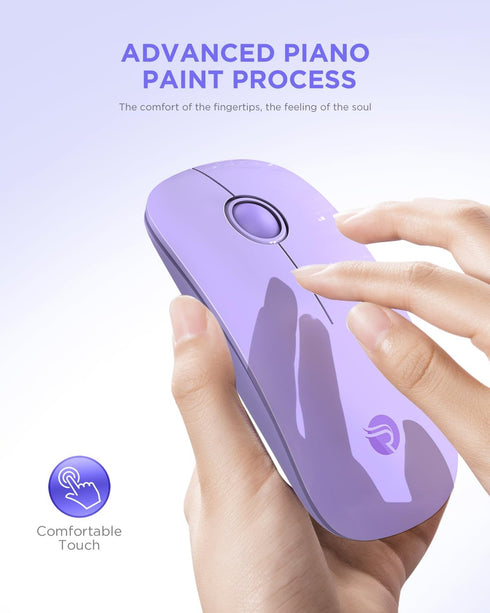 Wireless Bluetooth Mouse, Purple, 1600 DPI, Long Battery Life, Dual Connectivity, Quiet Click, High-Precision Optical Tracking, Versatile Compatib...