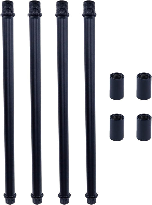 MY MIRONEY 4 Sets Straight Pipe Lamp Stem Kit with Connector M10 Black Lamp Rod Hardware Light Fixture Parts Replacement, 7.87" Long...