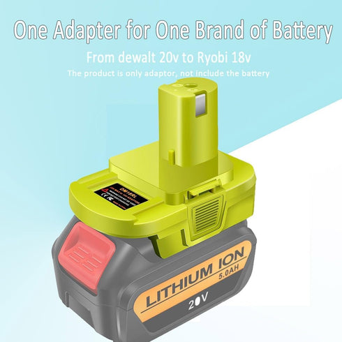 Battery Adapter for Dewalt to Ryobi Battery Adapter, Convert Dewalt 20V Llithium Battery DCB205 DCB207 to Ryobi 18V One+Battery P107 P108, with 5V...
