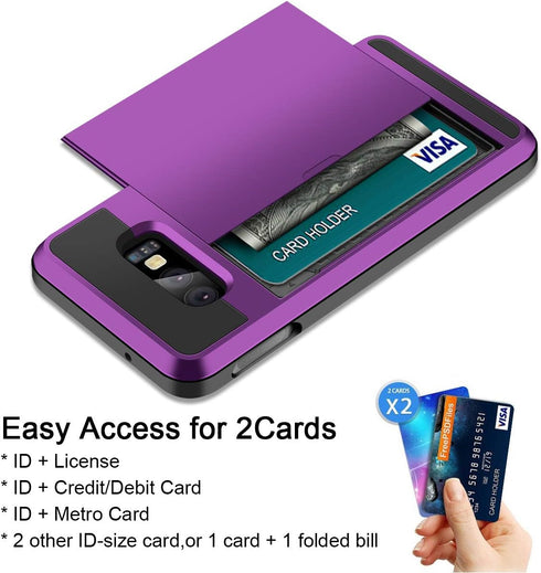 Vofolen Cover for Galaxy S10e Case Wallet Card Holder ID Slot Sliding Door Hidden Pocket Anti-Scratch Dual Layer Protective Hard Shell Rugged TPU ...