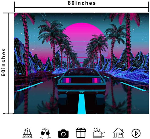 Ine Ive Car Tapestry 1980s Science Fiction Super Sports Car Tapestries 80x60inch for Home Decoration Art for Bedroom Living Room...