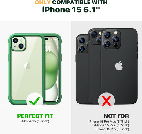 Diaclara Designed for iPhone 15 Case, Full Body Rugged Case with Built-in Touch Sensitive Anti-Scratch Screen Protector, with Camera Lens Protecto...