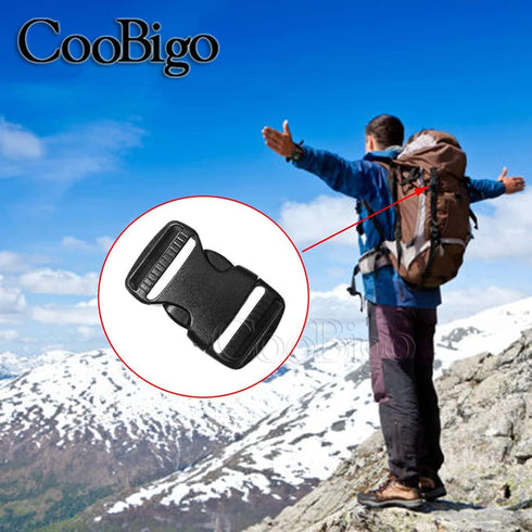 10 Pack Plastic 3/4" Side Release Buckle Dual Adjustable Outdoor Camping Tactical Backpack Belt Strap Webbing Bag Hardware Accessories 3/4" Dual R...