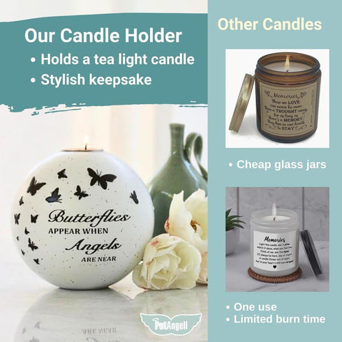 Butterfly Memorial Candle Holder - Sympathy Gift for Loss of Loved One, Remembrance Candle Holder for Bereavement, Grief & Comfort – 5 x 5 Inch...
