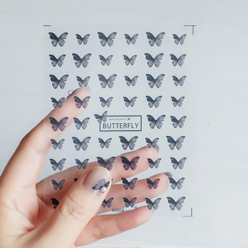 2 Sheets Butterfly Nail Art Stickers 3D Summer Nail Art Design Black Blue Butterfly Nail Designs 3D Butterfly Sticker Manicure Sliders Nail Art Su...