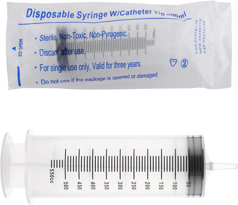 Giant Syringe for Liquid, Plastic Large 500ml Big Syringe?Individual Sterile Sealed for Scientific Dispensing Watering Paint Oil Refilling Feeding...