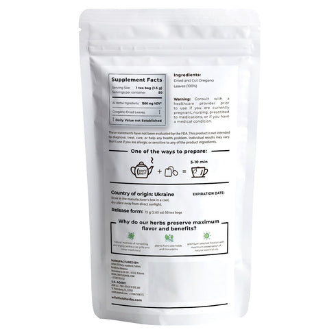50 Bags Oregano Tea Bags Dried Oregano Leaves Herbal Tea (Origanum vulgare L.) - 50 Count 1.5g Tea Bags Dry Oregano Leaf Herb Tea orégano...