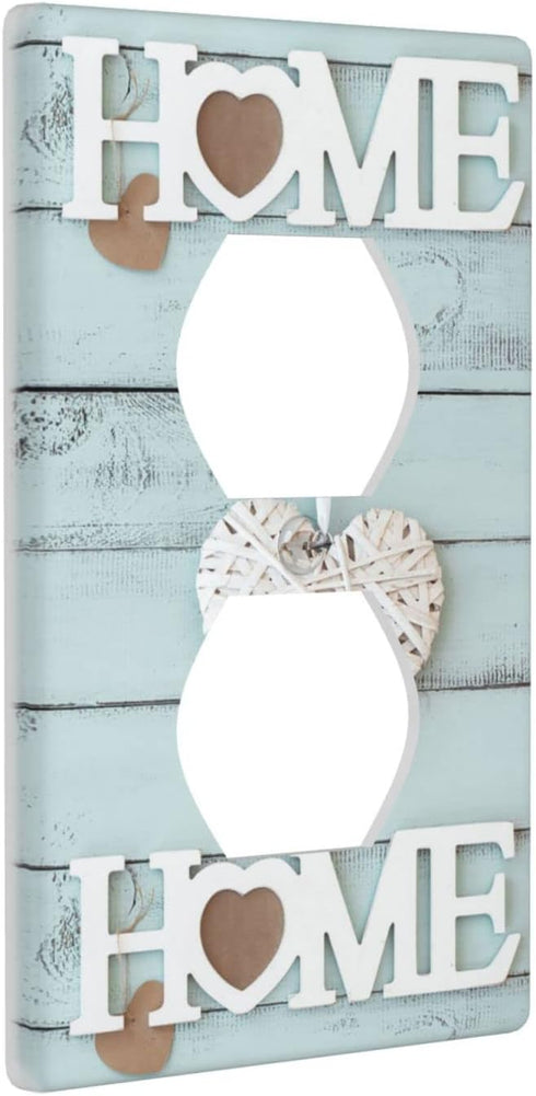 Home Sweet Blue And White Plate Decorative Light Switch Cover 1-Gang Single Duplex Outlet Faceplate for Kitchen Bathroom Bedroom Room Receptacle...