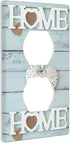 Home Sweet Blue And White Plate Decorative Light Switch Cover 1-Gang Single Duplex Outlet Faceplate for Kitchen Bathroom Bedroom Room Receptacle...