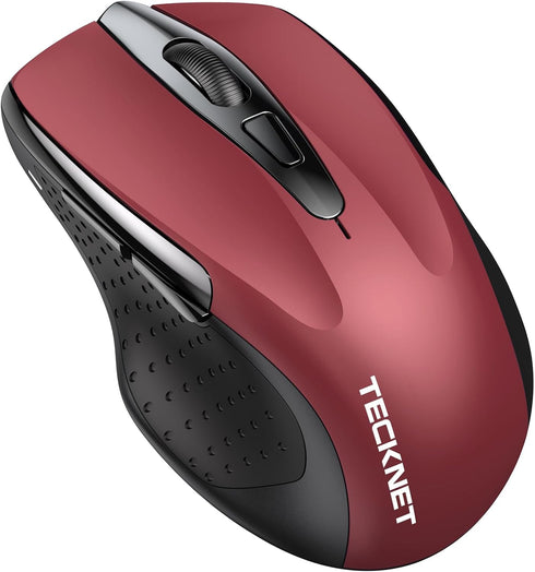 TECKNET Wireless Mouse (2.4G & BT5.0/3.0) Silent Mouse 4800 DPI Computer Mouse 6 Buttons Bluetooth Mouse, USB A Mouse Wide Compatibility - Red...