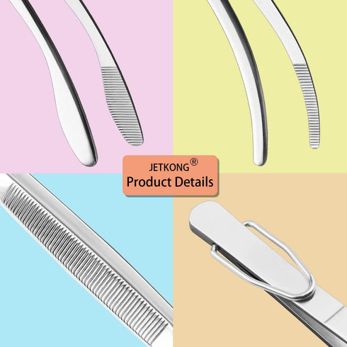 JETKONG 2 Pcs 12'' Curved Kitchen Tweezers Stainless Steel Long Tweezer Tongs Professional Chef Tweezers for Cooking, Grilling and BBQ (Silver)...