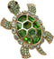 Cute Turtle Brooch Pin Crystal Rhinestones Green Marine Animals Lovely Lapel Pin Dress Accessories Boutonniere Corsage for Hat Bag Gold Tone Great...