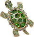 Cute Turtle Brooch Pin Crystal Rhinestones Green Marine Animals Lovely Lapel Pin Dress Accessories Boutonniere Corsage for Hat Bag Gold Tone Great...