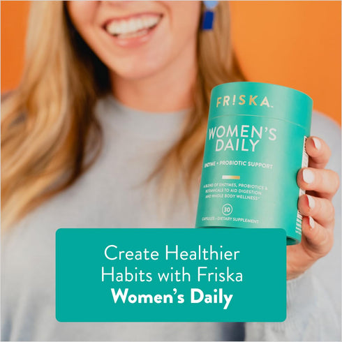 FRISKA Women’s Daily Digestive Enzyme and Probiotics Supplement, Advanced Natural Support for Female Digestive Health, Fights Bloating, Eases Dige...