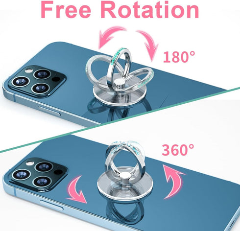 Transparent Phone Ring Holder 4 Pcs, Clear Cell Phone Ring Holder with Diamond, Finger Grip 360°Rotation Compatible with Most of The Phones, Table...