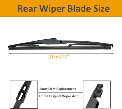 2 Pack Rear Wiper Blades for Hyundai Santa Fe 2013-2022 / Kia Sedona 2015-2021 / Kia Telluride 2020-2022 / Kia Sorento 2016-2020 / Hyundai Elantra...