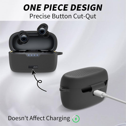 Silicone Case Compatible with Baseus Bowie MA10, Shock-Proof Waterproof Portable Protective Cover for Baseus Bowie MA10 Wireless Earbuds [Front LE...