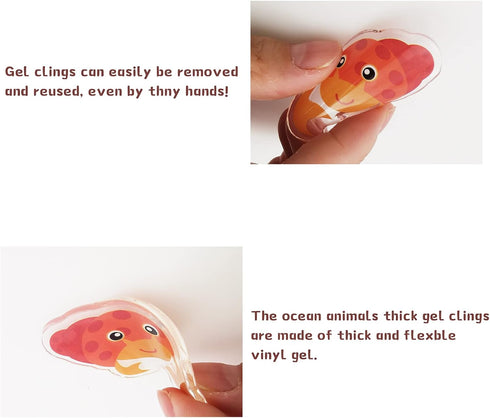 20 Pieces Sea Animals Thick Gel Clings Ocean Window Gel Clings Decals Stickers for Toddlers Kids Adults Home Airplane Classroom Nursery Sea Animal...