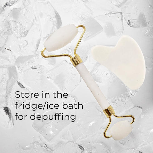 Gua Sha Facial Tools & Jade Roller for Face, Eye & Neck Skin Care, 100% Natural Jade Stone Face Roller Gua Sha Massage Tool, Eye Roller for Puffy ...