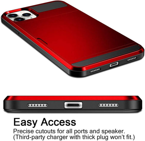 Vofolen Case for iPhone 11 Pro Max Case Wallet Credit Card Holder Slot Sliding Door Hidden Pocket Dual Layer Hybrid Bumper Armor Protective Hard S...