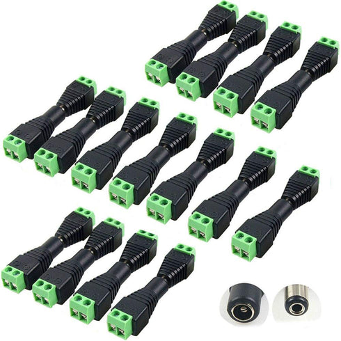 DC Power Connector 15 Pairs 12V Male+Female 2.1x5.5MM DC Power Jack Plug Adapter Connector for CCTV Camera and LED Strip Light...