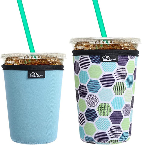 Reusable Iced Coffee Insulator Sleeve for Cold Beverages and Neoprene Cold Coffee Cup Sleeves Cooler Cover 16-24OZ for Coffee Cups, McDonalds, Dun...