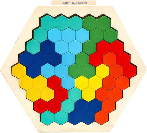 AUKEXIY 2 Pack Wooden Russian Blocks Puzzle & Hexagon Puzzles for Kids & Adults, Wooden Block Puzzle Intelligence Brain Teasers Toy Logic Game STE...