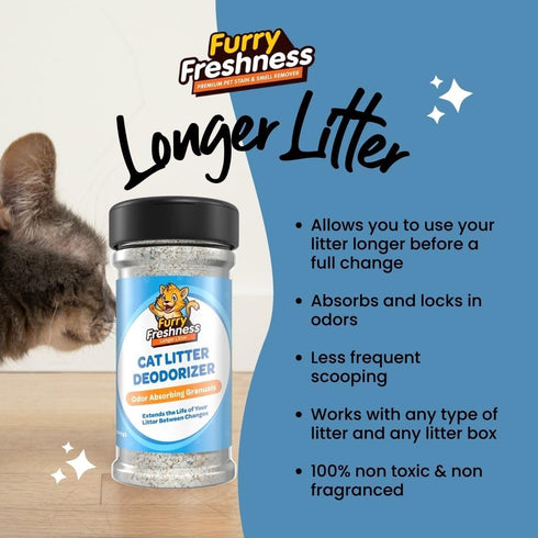 FurryFreshness Cat Litter Deodorizer & Litter Box Odor Eliminator - Works With All Litters To Increase The Life Of Your Litter -Made In USA -Nonto...