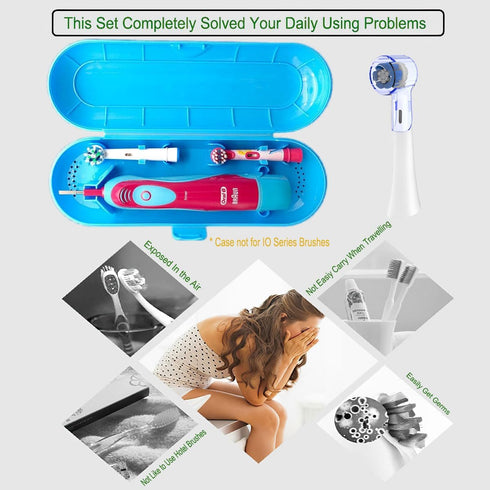 Electric Toothbrush Travel Case for Oral-B Toothbrushes & 6Pcs Reusable Toothbrush Head Covers Compatible with Oral B Electric Toothbrush Heads (B...