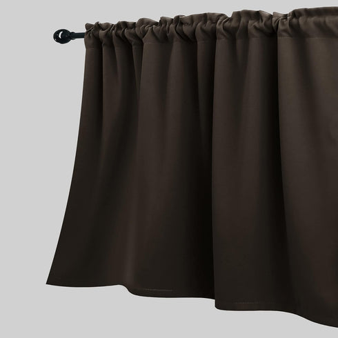KOUFALL Blackout Valance Curtains for Living Room Rod Pocket Valence for Window Chocolate Brown 52x18 Inch Length...
