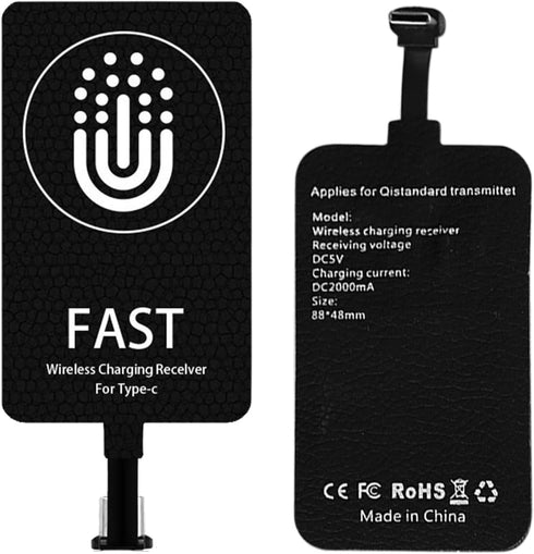 Type C Wireless Charging Receiver, 10W 5V/2A Fast Wireless Charger Adapter, Wireless Charger Receiver Chip Suitable for Android Cell Phones...